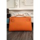 Replica Borse Hermes Kelly Pochette in pelle arancione Epsom