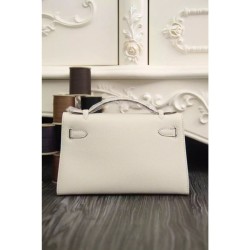 Replica Borse Hermes Kelly Pochette in pelle bianca Epsom