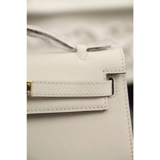 Replica Borse Hermes Kelly Pochette in pelle bianca Epsom