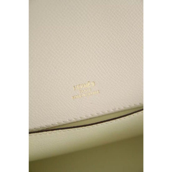 Replica Borse Hermes Kelly Pochette in pelle bianca Epsom