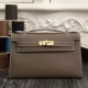 Replica Borse Hermes Kelly Pochette in pelle Etain Epsom