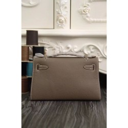 Replica Borse Hermes Kelly Pochette in pelle Etain Epsom