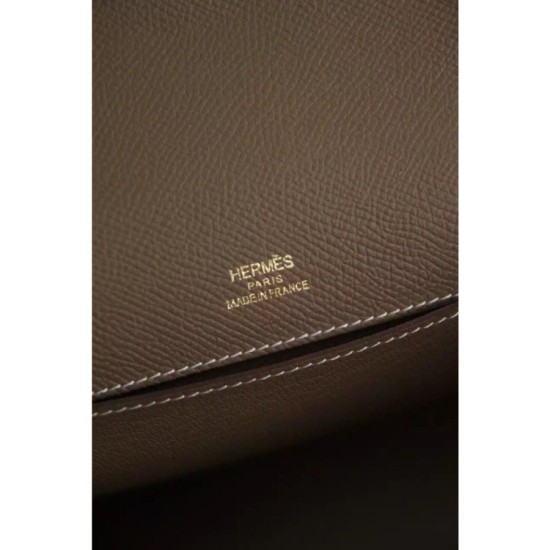 Replica Borse Hermes Kelly Pochette in pelle Etain Epsom