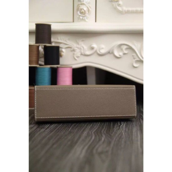 Replica Borse Hermes Kelly Pochette in pelle Etain Epsom