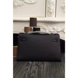 Replica Borse Hermes Kelly Pochette in pelle nera Epsom