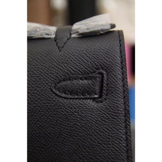 Replica Borse Hermes Kelly Pochette in pelle nera Epsom
