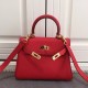 Replica Borsa Hermes Kelly 25CM Rosso Clemence Pelle