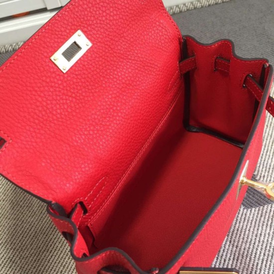 Replica Borsa Hermes Kelly 25CM Rosso Clemence Pelle