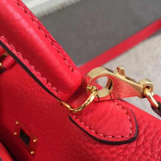 Replica Borsa Hermes Kelly 25CM Rosso Clemence Pelle