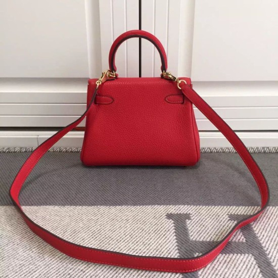 Replica Borsa Hermes Kelly 25CM Rosso Clemence Pelle