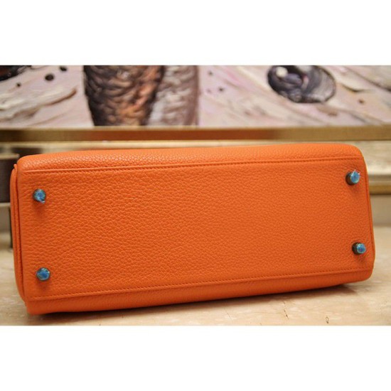Replica Borsa Kelly Hermes 28cm 32cm arancione Pelle Clemence