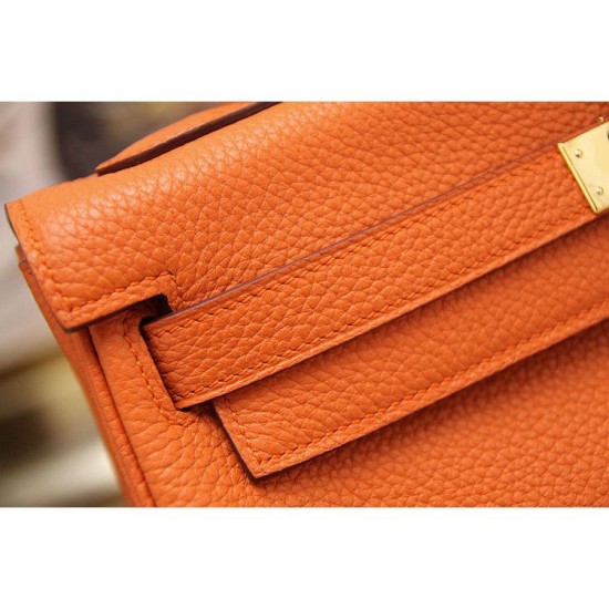 Replica Borsa Kelly Hermes 28cm 32cm arancione Pelle Clemence