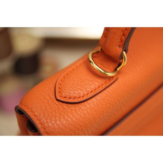Replica Borsa Kelly Hermes 28cm 32cm arancione Pelle Clemence