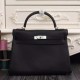 Replica Borsa Kelly Hermes 28cm 32cm  Nero Pelle Clemence