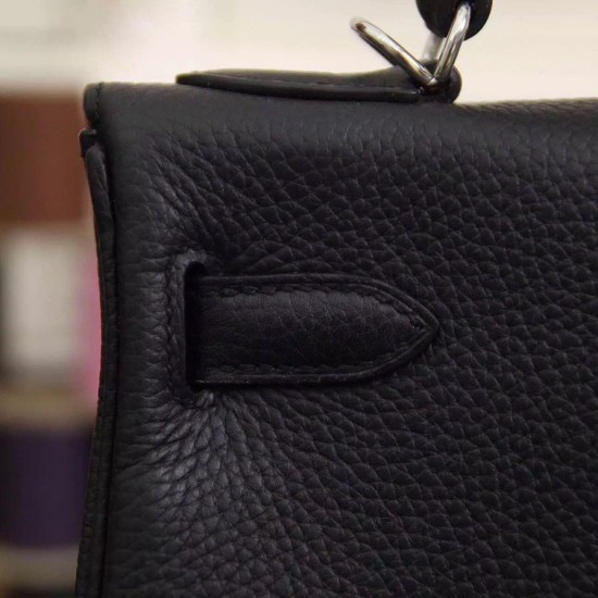 Replica Borsa Kelly Hermes 28cm 32cm  Nero Pelle Clemence
