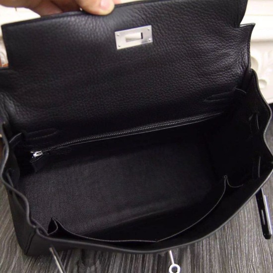 Replica Borsa Kelly Hermes 28cm 32cm  Nero Pelle Clemence