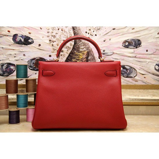 Replica Borsa Kelly Hermes 28cm 32cm Rosso Pelle Clemence