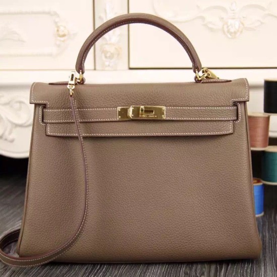Replica Borsa Kelly Hermes Etain Pelle Clemence