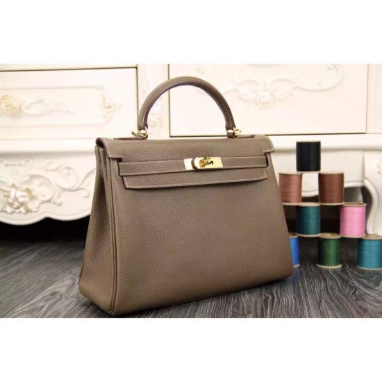 Replica Borsa Kelly Hermes Etain Pelle Clemence