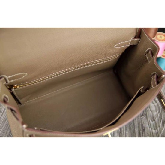 Replica Borsa Kelly Hermes Etain Pelle Clemence