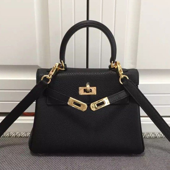 Replica Borse Hermes Kelly 25CM Nero Clemence Pelle