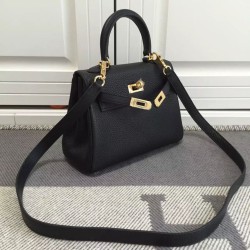 Replica Borse Hermes Kelly 25CM Nero Clemence Pelle