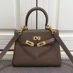 Replica Hermes Kelly 20 CM Borsa étoupe Clemence Pelle
