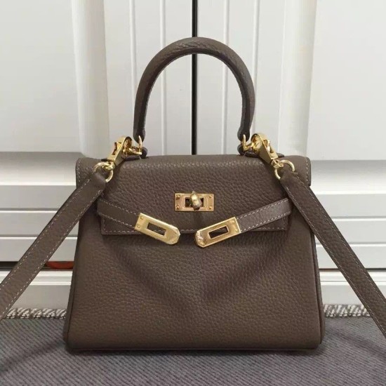 Replica Hermes Kelly 20 CM Borsa étoupe Clemence Pelle