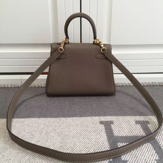 Replica Hermes Kelly 20 CM Borsa étoupe Clemence Pelle
