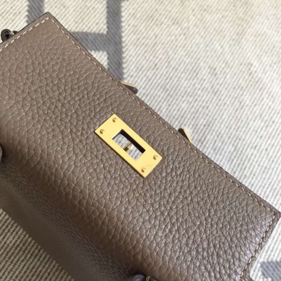 Replica Hermes Kelly 20 CM Borsa étoupe Clemence Pelle
