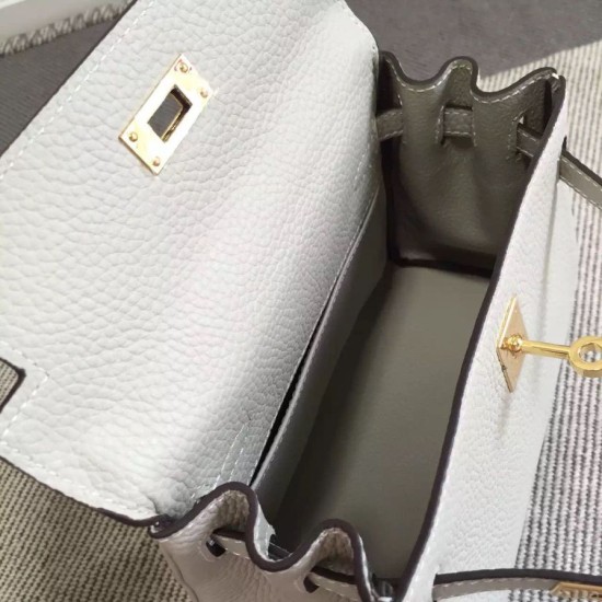 Replica Hermes Kelly 20 CM Borsa Ivory Clemence Pelle
