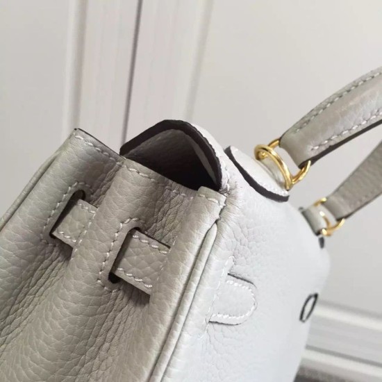 Replica Hermes Kelly 20 CM Borsa Ivory Clemence Pelle