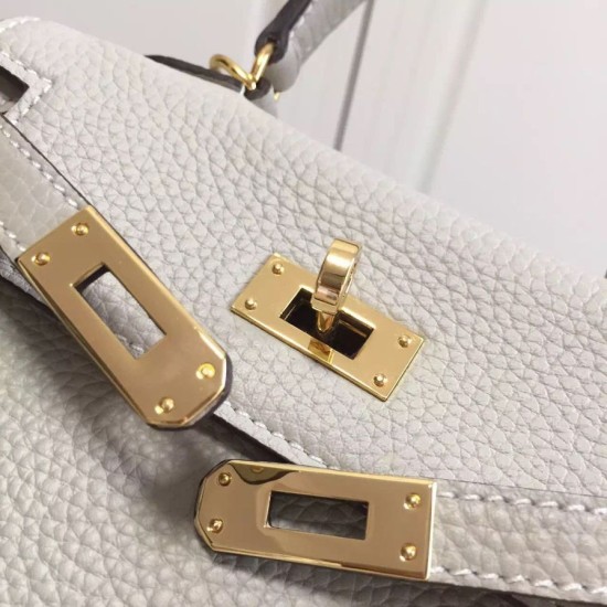Replica Hermes Kelly 20 CM Borsa Ivory Clemence Pelle