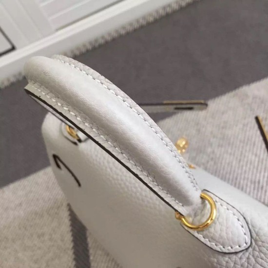 Replica Hermes Kelly 20 CM Borsa Ivory Clemence Pelle