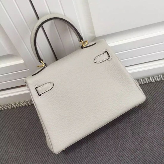 Replica Hermes Kelly 20 CM Borsa Ivory Clemence Pelle