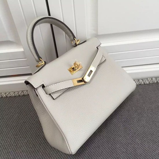 Replica Hermes Kelly 20 CM Borsa Ivory Clemence Pelle