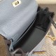 Replica Hermes Kelly 25CM Borsa Blu Lake Clemence Pelle