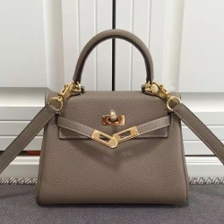 Replica Hermes Kelly 25CM Borsa Grigio Clemence Pelle