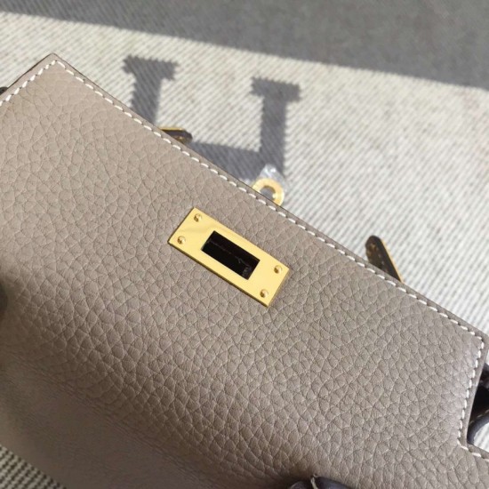 Replica Hermes Kelly 25CM Borsa Grigio Clemence Pelle