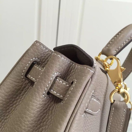 Replica Hermes Kelly 25CM Borsa Grigio Clemence Pelle