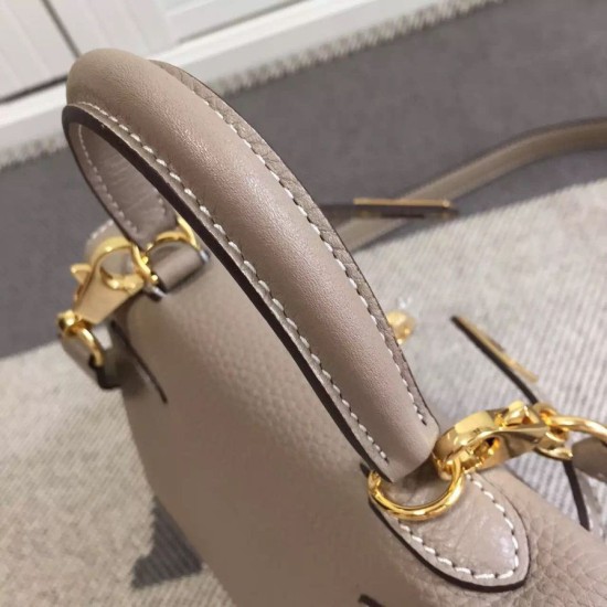 Replica Hermes Kelly 25CM Borsa Grigio Clemence Pelle