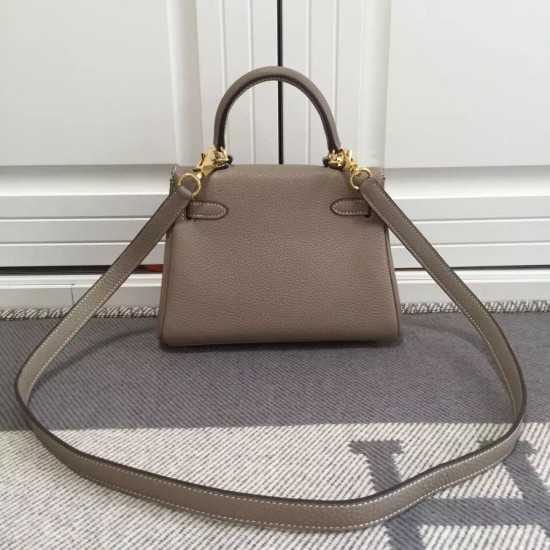 Replica Hermes Kelly 25CM Borsa Grigio Clemence Pelle