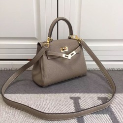 Replica Hermes Kelly 25CM Borsa Grigio Clemence Pelle