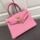 Replica Hermes Kelly 25CM Borsa rosa Clemence Pelle