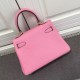 Replica Hermes Kelly 25CM Borsa rosa Clemence Pelle