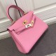 Replica Hermes Kelly 25CM Borsa rosa Clemence Pelle