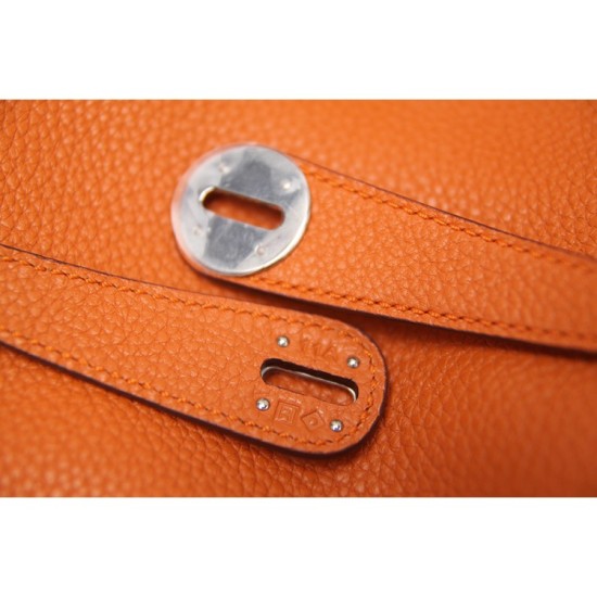 Replica Hermes Lindy 26cm 30cm 34cm Borsa in Cuoio Arancione