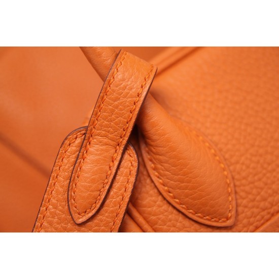 Replica Hermes Lindy 26cm 30cm 34cm Borsa in Cuoio Arancione