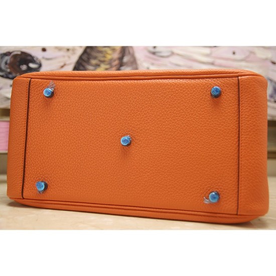 Replica Hermes Lindy 26cm 30cm 34cm Borsa in Cuoio Arancione