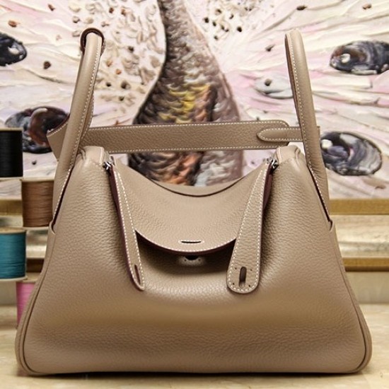 Replica Hermes Lindy 26cm 30cm 34cm Borsa in pelle grigia